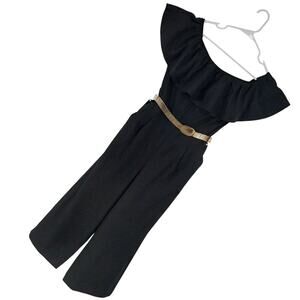 BANANA REPUBLIC! LUXE BLACK ONE PIECE RUFFLED BODICE JUMPSUIT, ONESIE! SZ 6